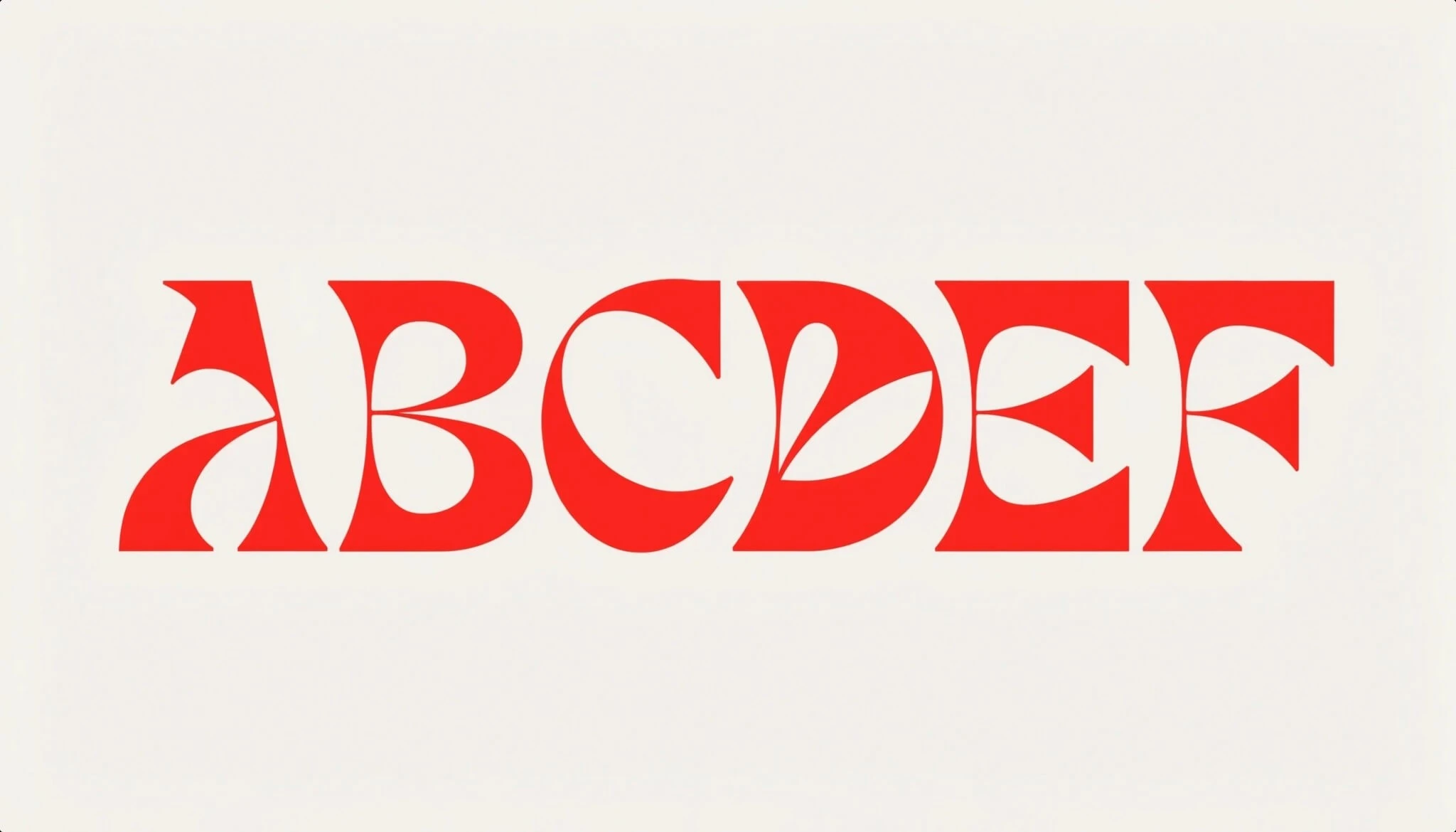Красная стилизованная надпись ABCDEF на светлом фоне
